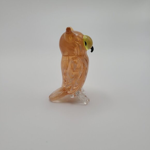 2005 Fitz & Floyd Glass Owl Orange and White 2.5" Tall - Retired - Picture 4 of 6